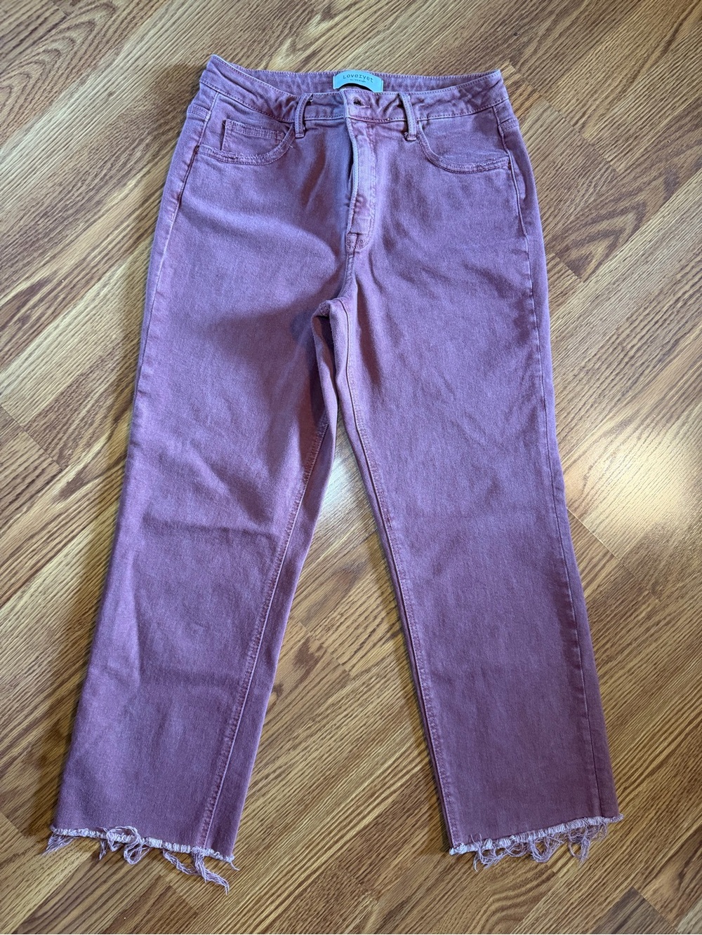 High-Rise Mauve Straight-Leg Jeans